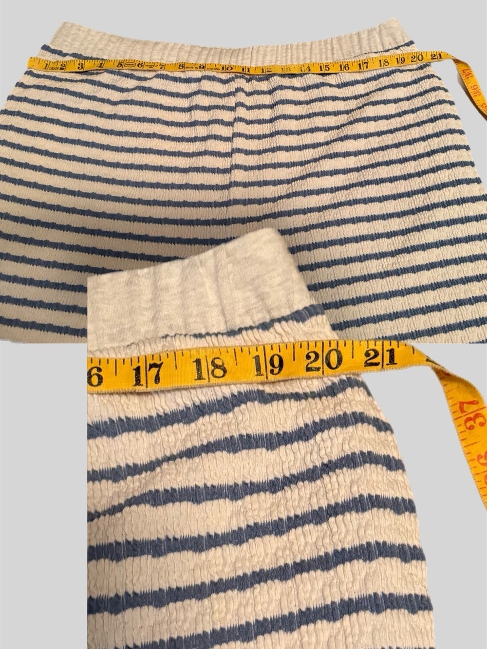 HEIMISH USA Jacquard Striped Top & Short SET in Cream/Blue 3X - Picture 15 of 17
